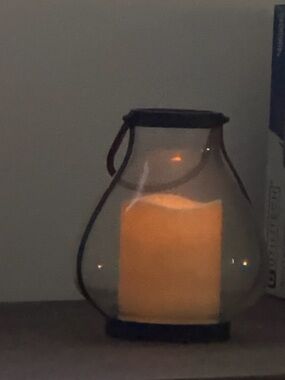 Glass Lantern with Orange LED Candle - Home Accents